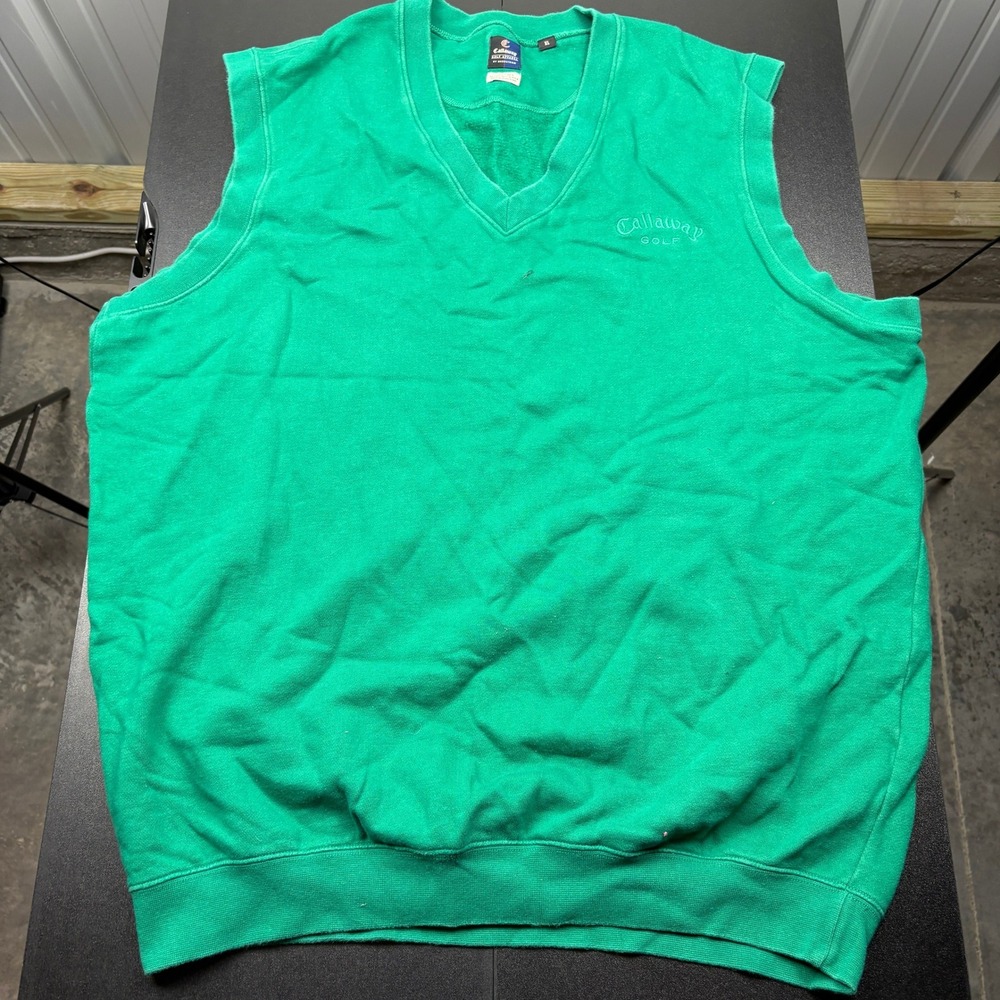 Callaway Golf Apparel Vest XL Sleeveless Sweater Green Golf Fleece‎